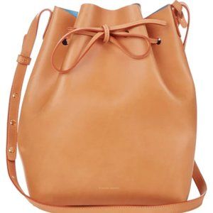 Mansur Gavriel Blue-lined tan leather bucket bag